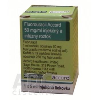 Флуороурацил (Фторурацил) Аккорд 50 мг/мл (250 мг) по 5 мл, 1 флакон