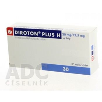 Диротон Плюс (Diroton plus) 20 мг/12.5 мг, 30 таблеток