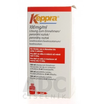 Кеппра 100 мг/мл преоральний розчин, 150 мл (шприц 3 мл)