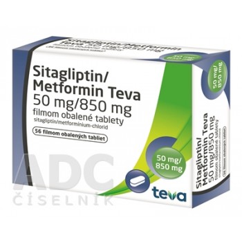 Ситагліптин/Метформін Тева 50 мг/850 мг, 56 таблеток